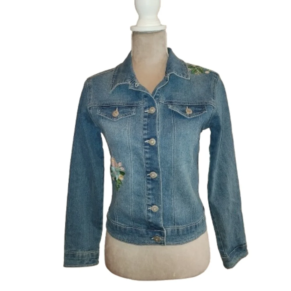 Arizona Jean Co Girls Wild Child Denim Jacket Size XL/16 Embroidery Front & Back